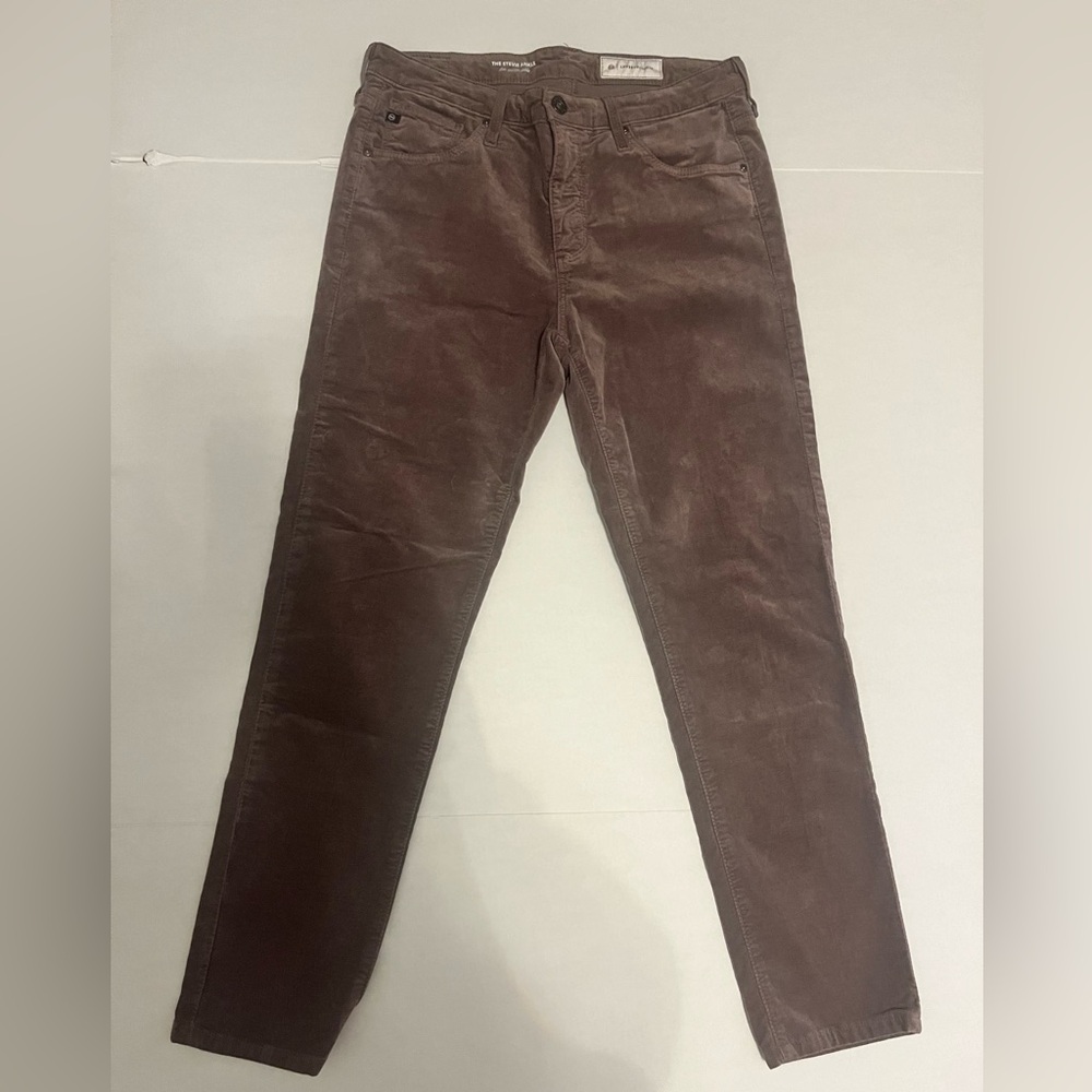 AG Anthropologie The Stevie Ankle Velvet Jeans Brown